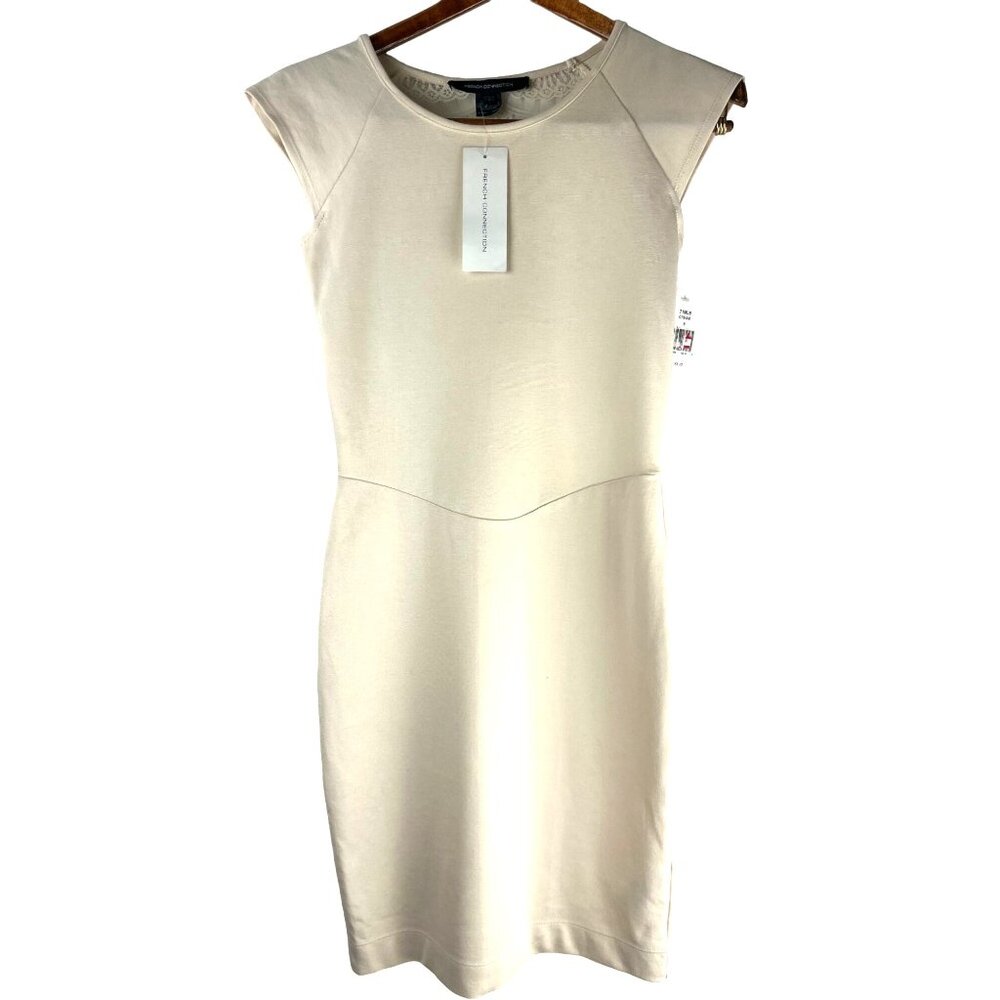 Feminine Romantic Cottage Core French Connection Cream Midi Dress, Women's  8